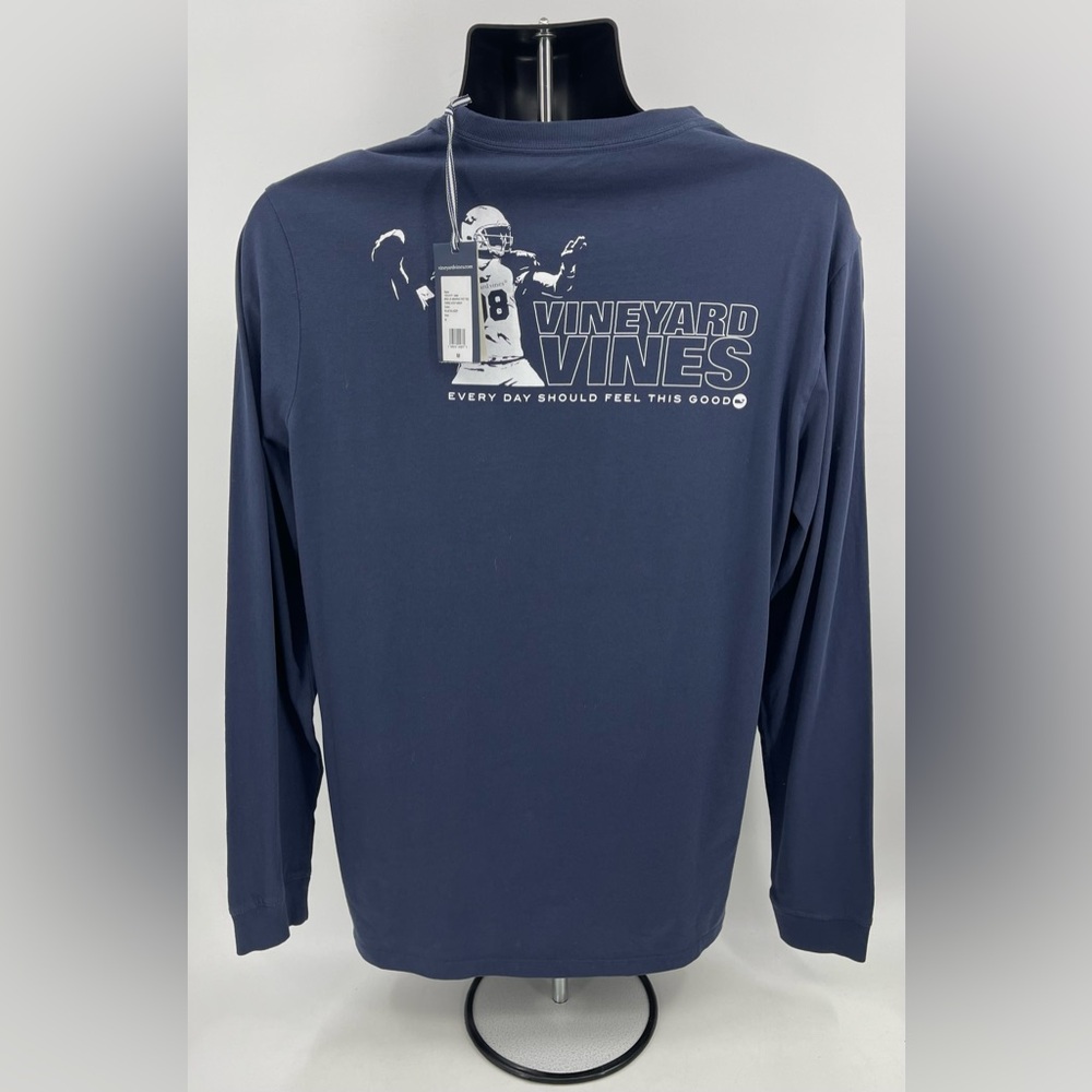 Vineyard Vines Shirt Blue L/S “3 Step Drop” Football Graphic Casual Men’s M NWT